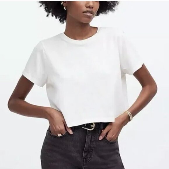 Madewell Tops - Madewell T- Shirt Womens XS Top Softfade Cotton Boxy Crop Tee Lighthouse